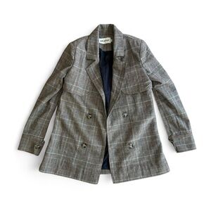 Self-Portrait Women’s Double-Breasted Plaid Tan Blazer Cape Trench Jacket Size S